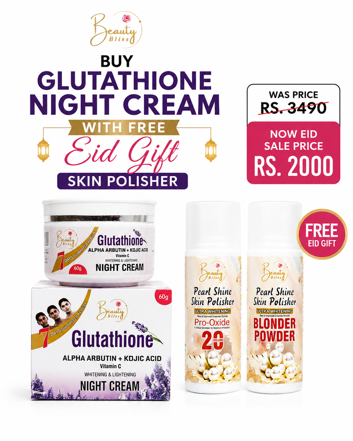 Glutathione Night Cream With Free Gift Skin Polisher