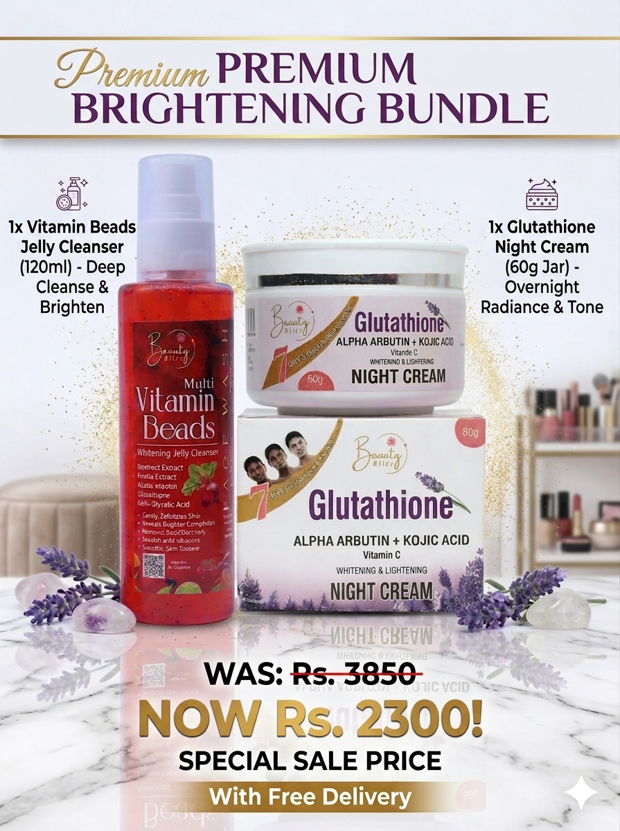 Glutathione Whitening Night Cream & Multi Vitamins Jelly Cleanser Face Wash Deal