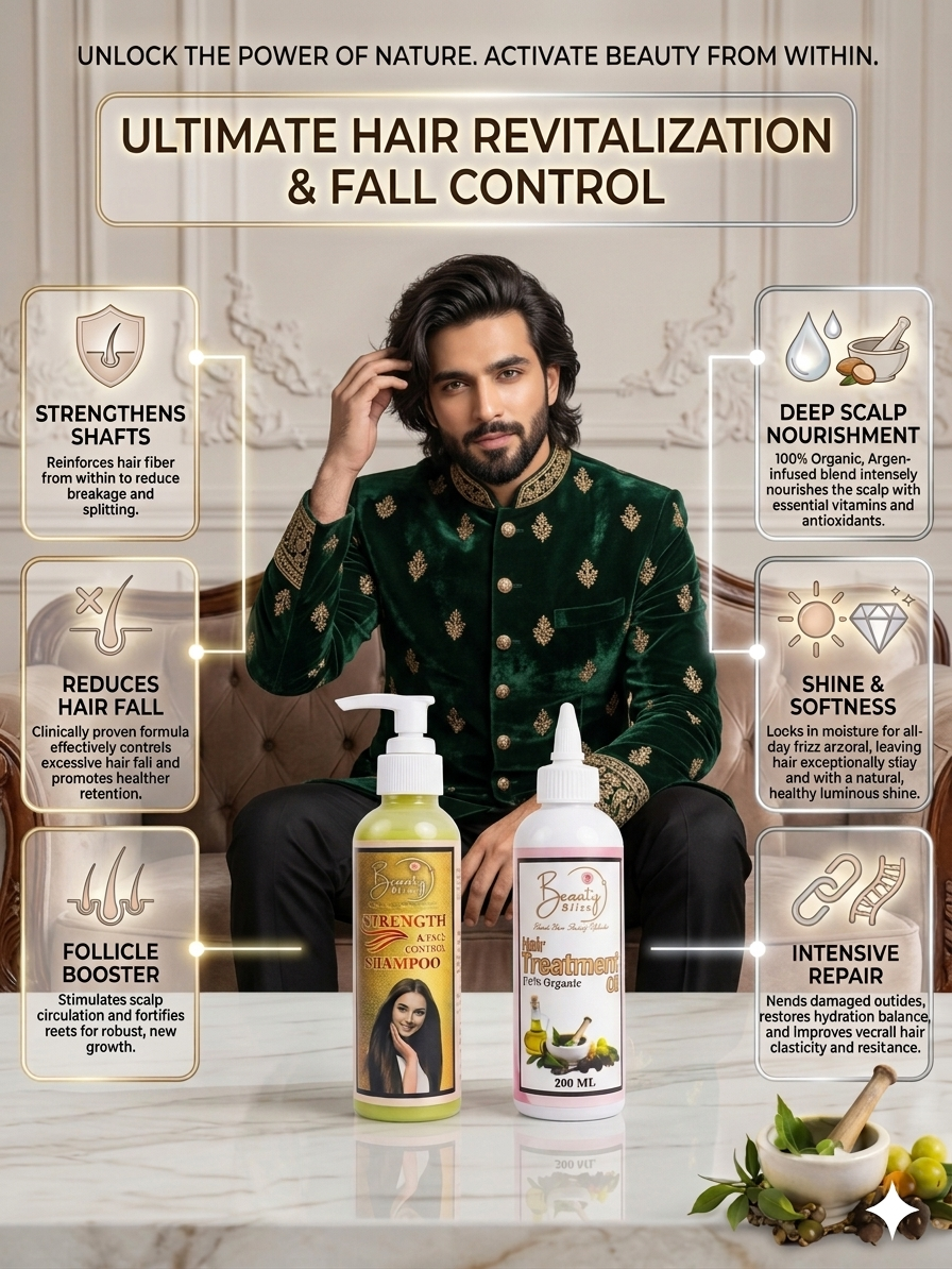Pack Of 2 Hair Treatment Oil + Shampoo FREE 100% Organic 200 ML