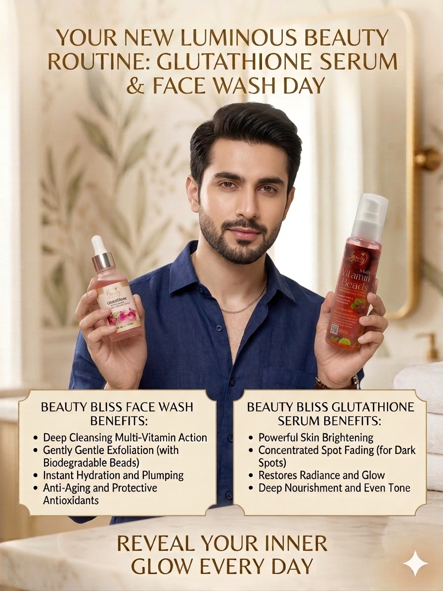 Glutathione Whitening Serum +FREE Vitamin Beads Jelly Cleanser Face Wash Combo Deal