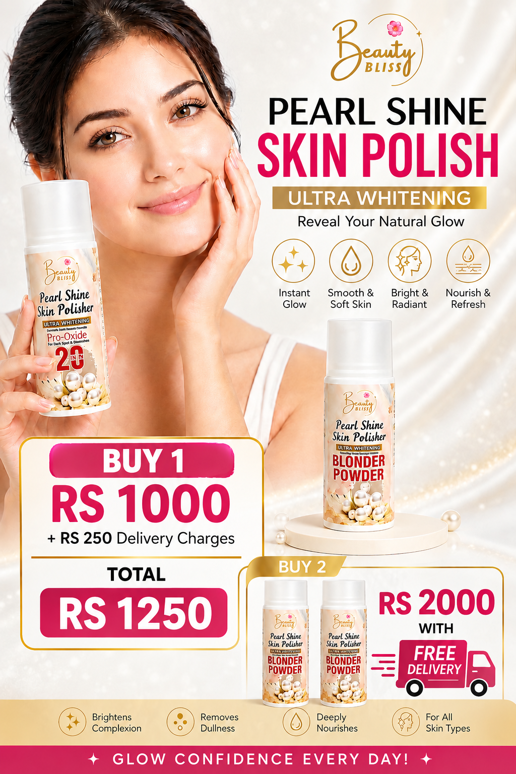 Beauty Bliss Skin Polisher Best Results In 15 Mints [ 60 ML Volume + 40 Grams Blonder Powder ]